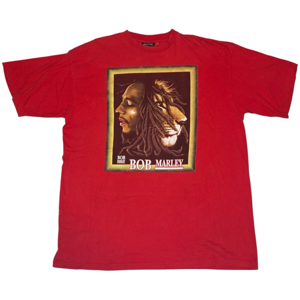 Vintage 90s Cybertek Red Graphic 100% cotton‎ T-Shirt Bob Marley Lion X-Large xl